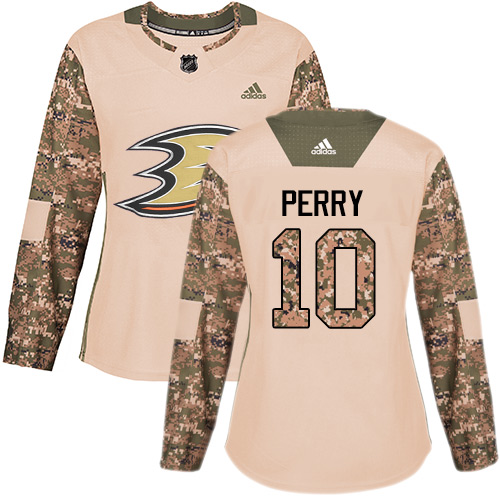 Adidas Ducks #10 Corey Perry Camo Authentic Veterans Day Women's Stitched NHL Jersey